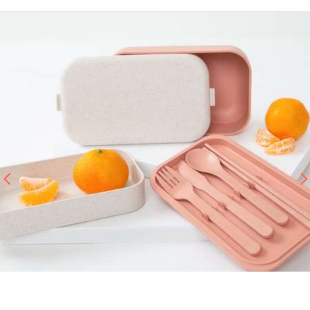 Layered bento box with utensils
